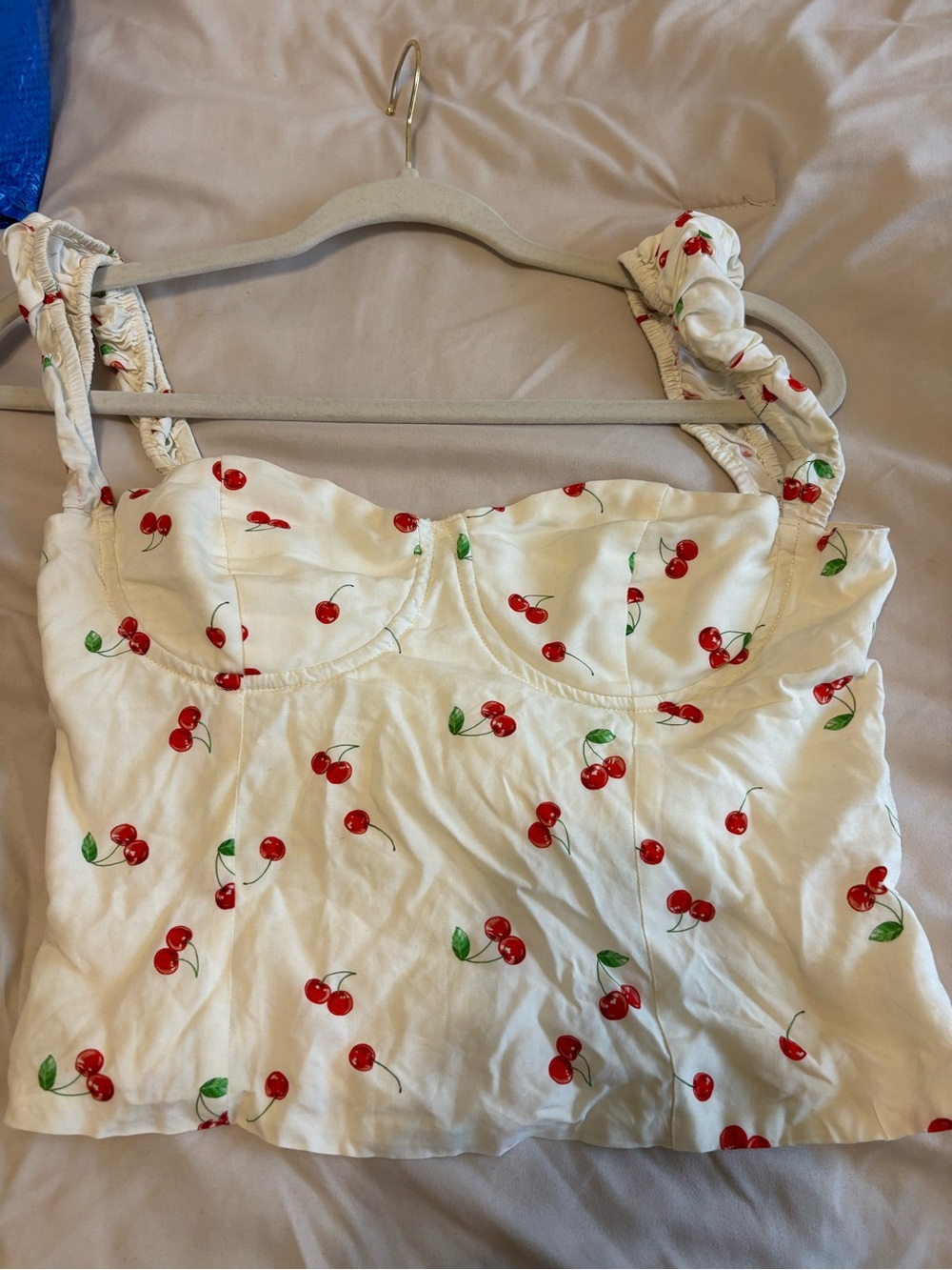 Princess Polly White Cherry Print Bustier Crop Top